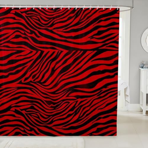 Feelyou Zebra Bath Curtain Set 72x72 Red