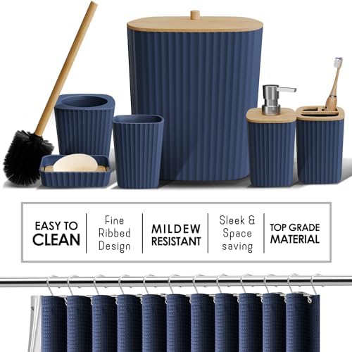 Clara Clark 22PC Navy Bathroom Accessory Set