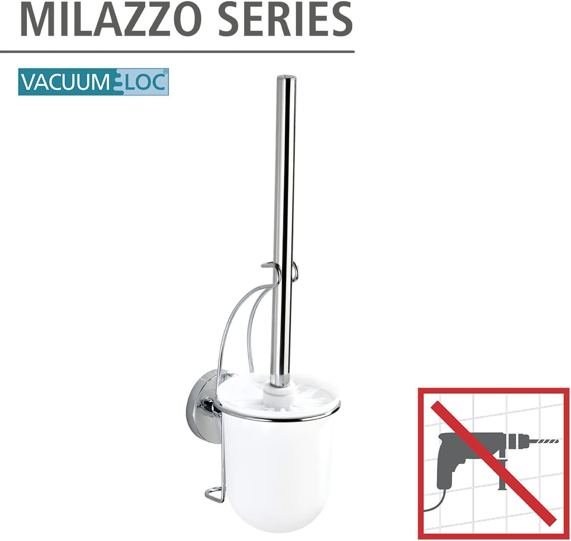 Wenko Vacuum-Loc Wall Toilet Brush Set Silver