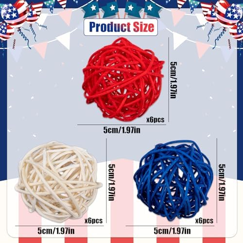GuassLee 4th of July Decorative Balls 18pcs Red White Blue
