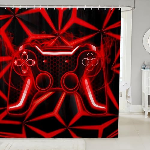Game Console Shower Curtain 72x72 Waterproof Gaming Design