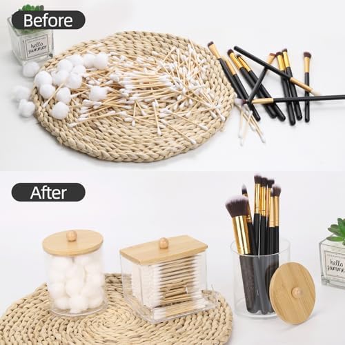 Tbestmax 4 Pack Qtips Dispenser with Bamboo Lids