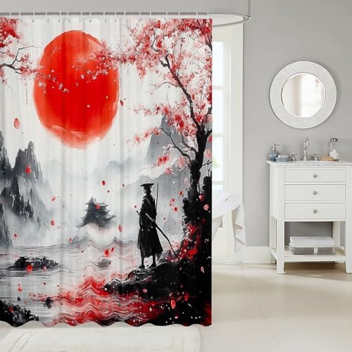 Jejeloiu Japanese Samurai Shower Curtain 72x84