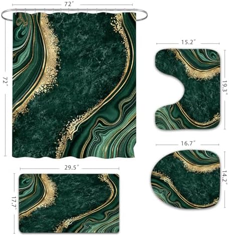 Gibelle 4 Pcs Luxury Marble Shower Curtain Set 1