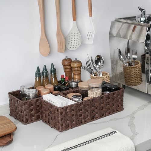 GRANNY SAYS 2-Pack Wicker Bathroom Baskets with Dividers