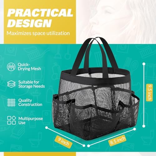 Ellipse Mesh Shower Caddy with 8 Pockets Portable for Dorm Room Travel Gym Beach
