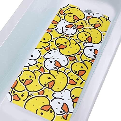 Tubozadi Kids Non Slip Bath Mat with Suction Cups and Drain Holes Yellow Duck