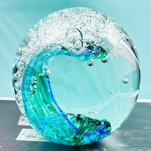Decorative Crystal Ball Ocean Waves Blown Glass Sea Art