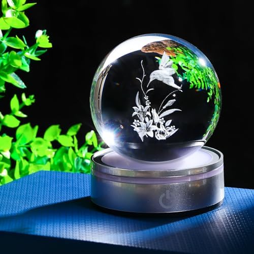 Movdyka 3D Crystal Hummingbird Decor with LED Base