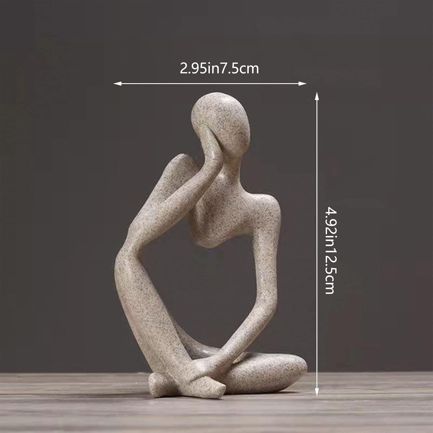 Sandstone Resin Thinker Statue Abstract Decor for Home and Desk