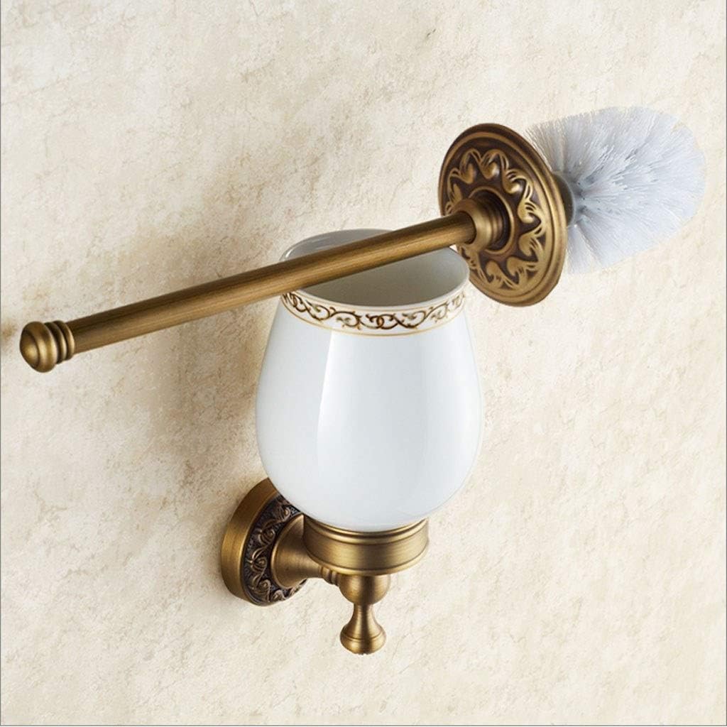 NOVOCE Toilet Brush Holder with Antique Brass Engraving