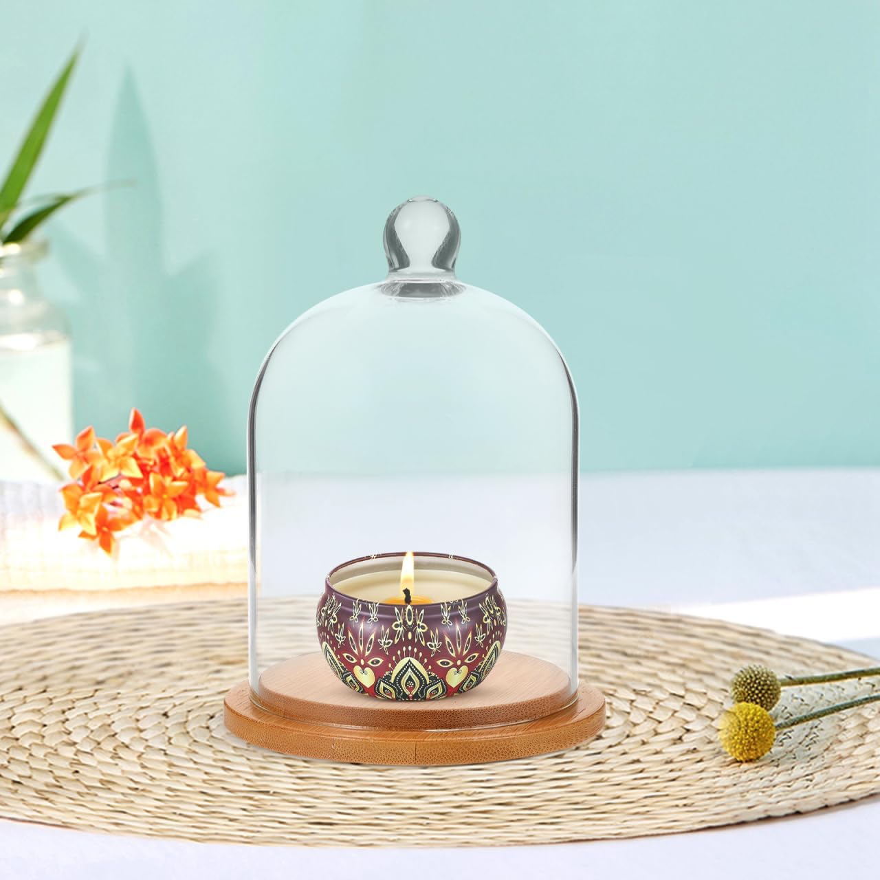 Clear Glass Dome Cloche with Base for Decoration