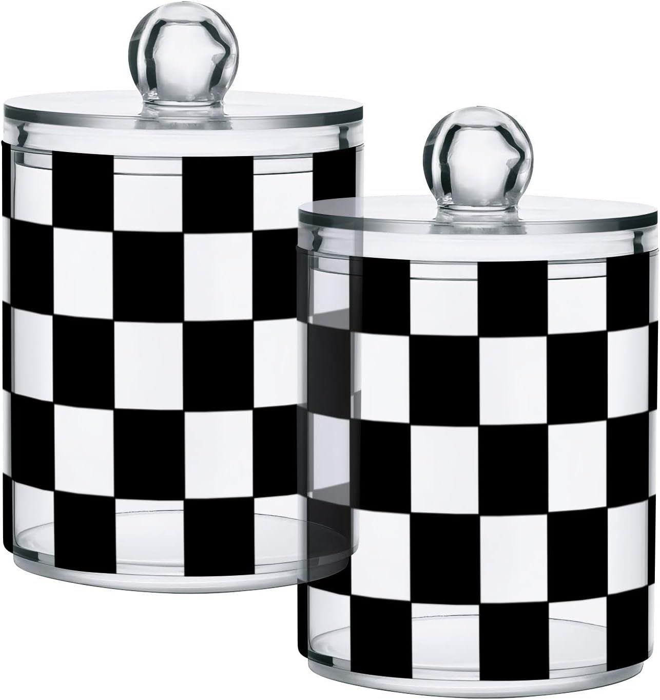 Fustylead 2 Pack Checkered Q-tip Holder Dispensers
