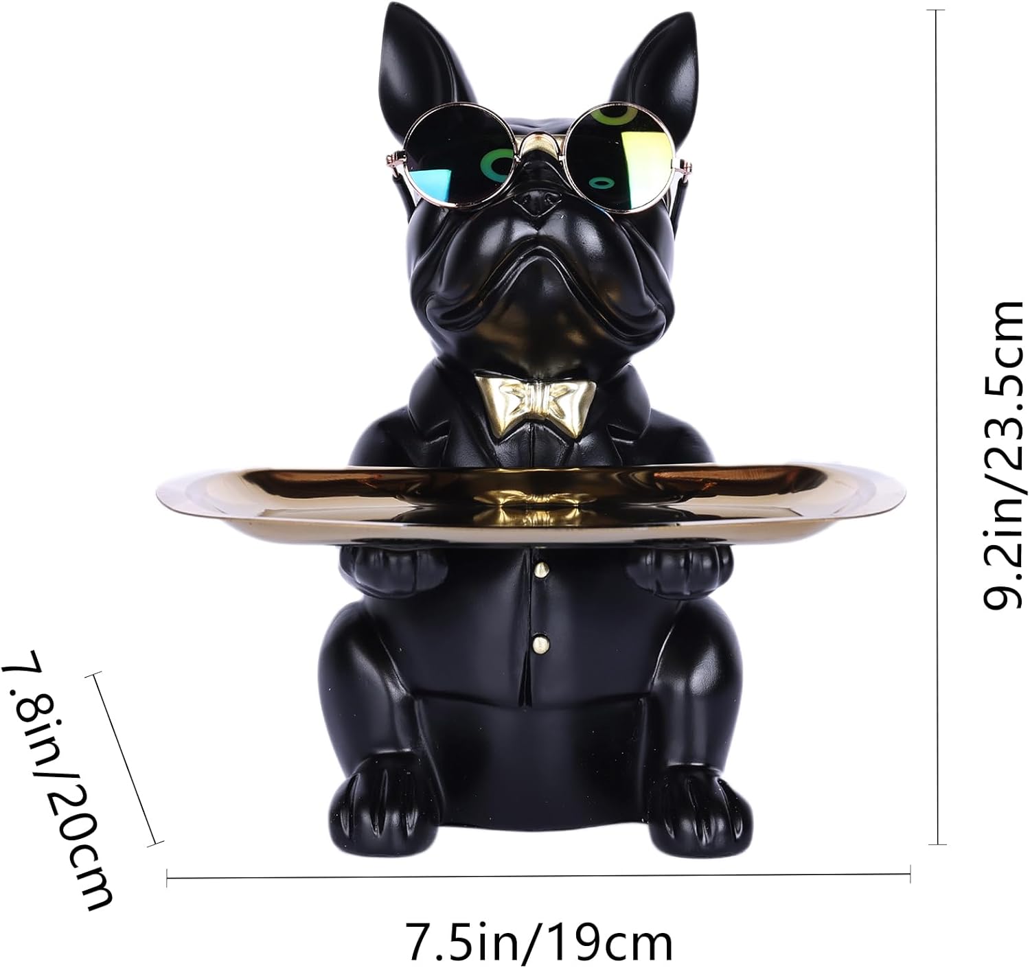French Bulldog Resin Statue Key Holder Tray Decor