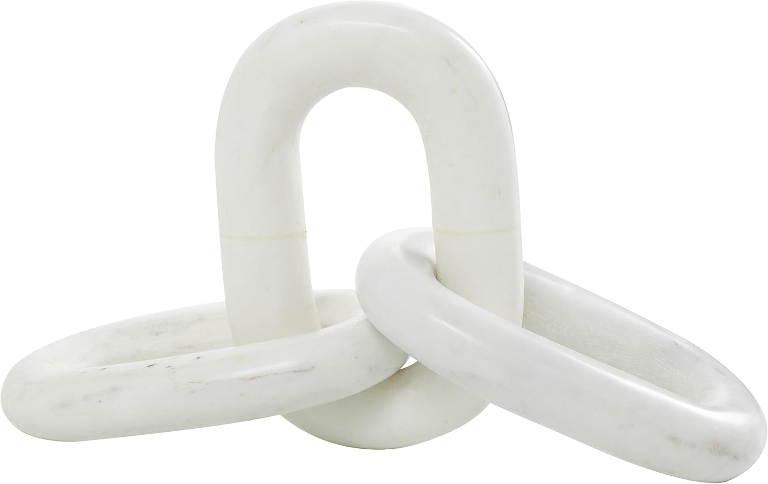 Deco 79 White Marble Chain Sculpture 3 Link Home Decor Statue