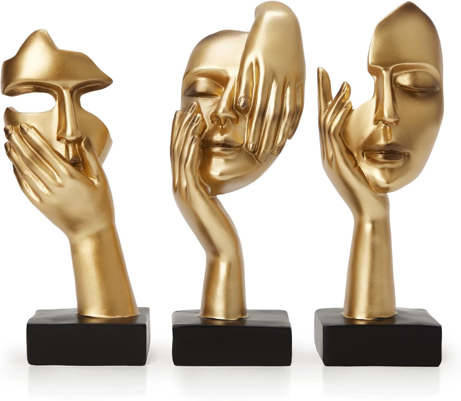 Gold Decor Thinker Statues Set of 3