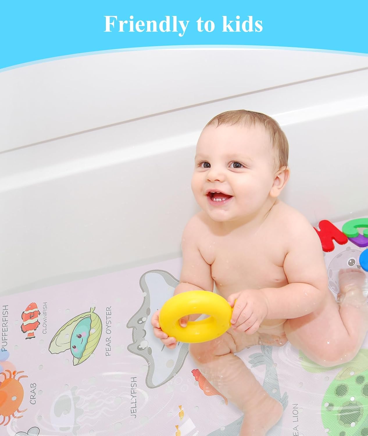 Secopad Baby Bath Mat with Suction Cups and Drain Holes 1