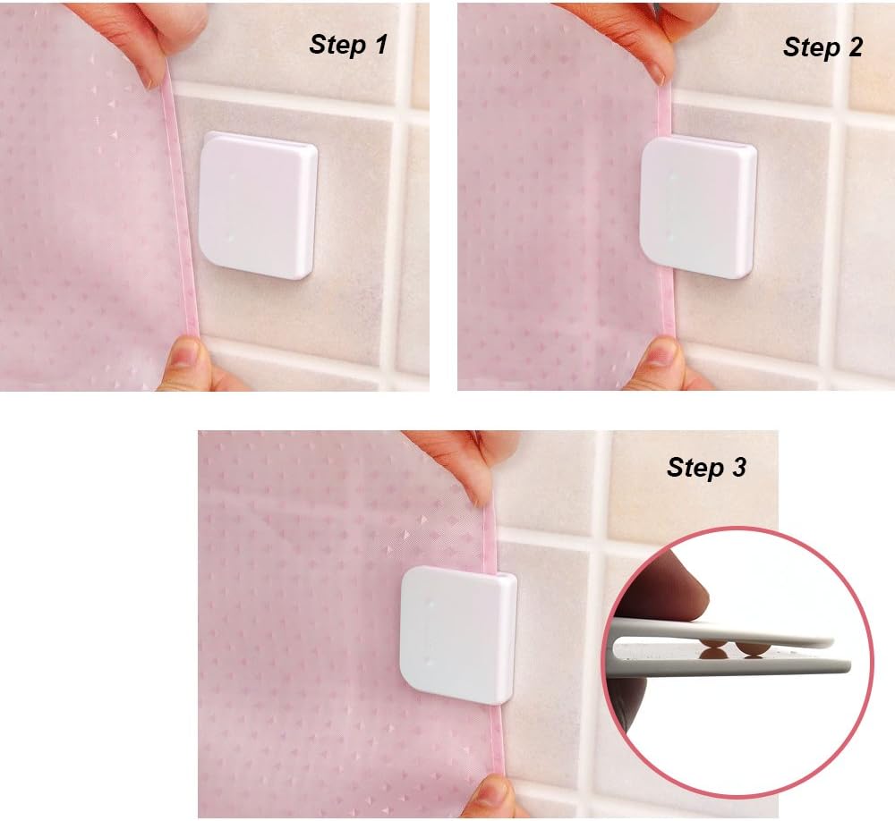 EONMIR 4 Pack Windproof Shower Curtain Clips - White