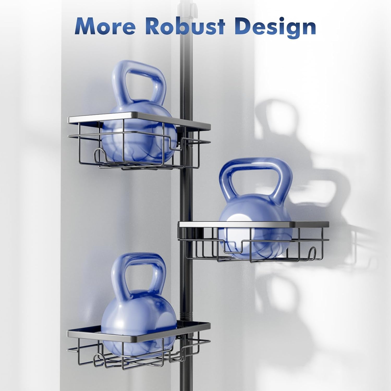 Vatex Adjustable Corner Shower Caddy Organizer with 6 Baskets and Towel Bar