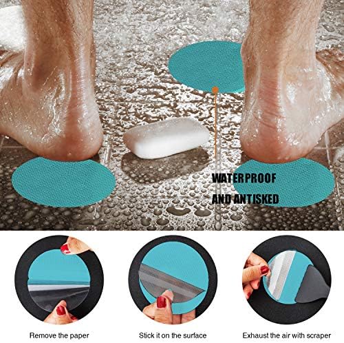 Non-Slip Bathtub Stickers Set 24PCS Blue Safety Treads Adhesive Decals