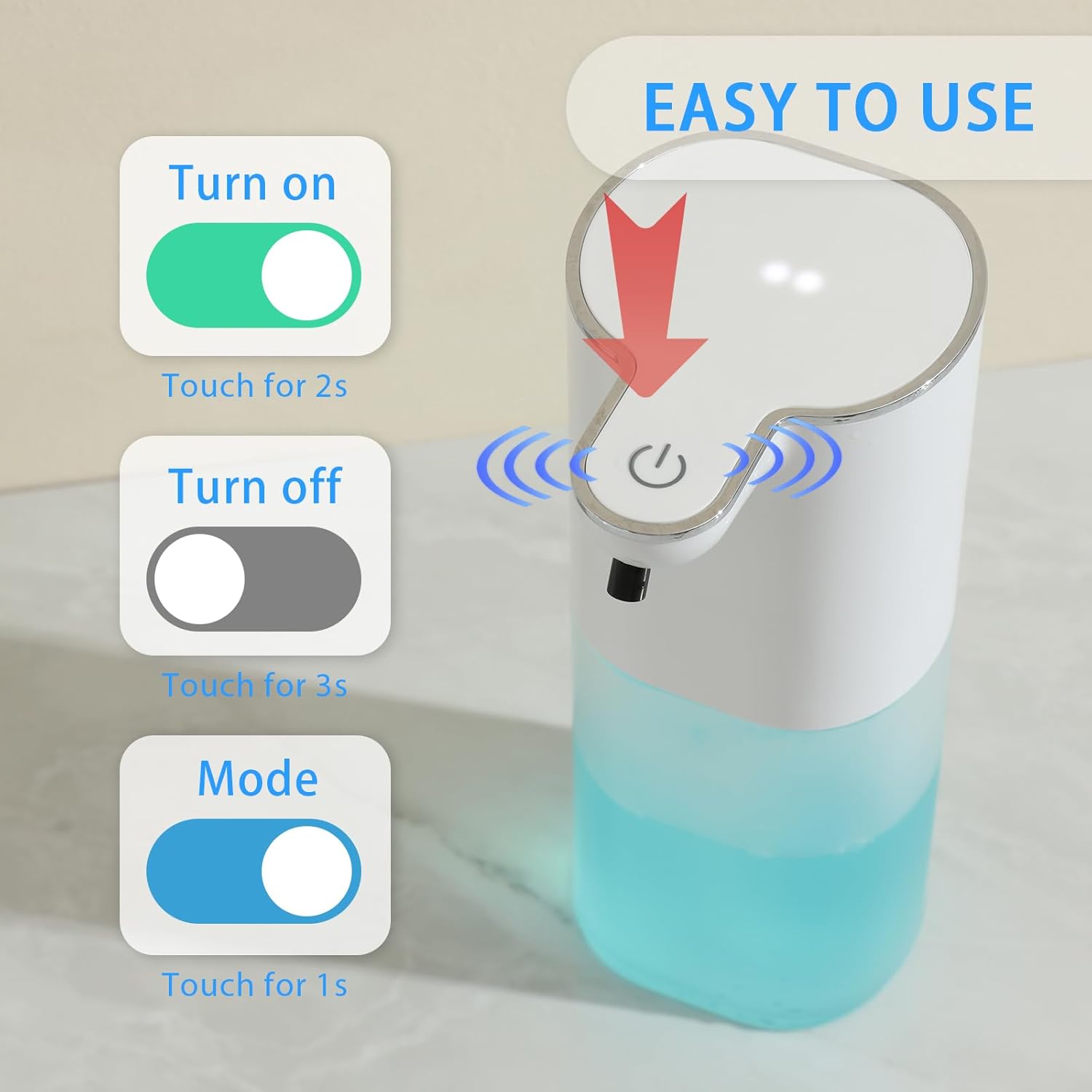 Touchless Foaming Soap Dispenser with Wall Mount Hook