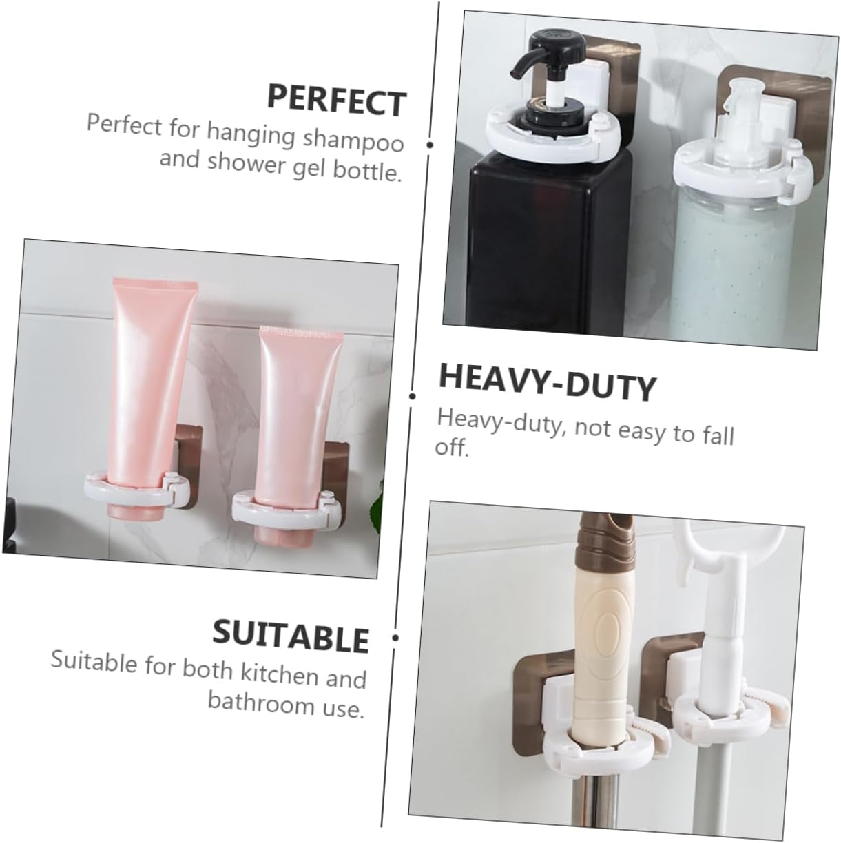 PRETYZOOM 3Pcs Wall Mounted Shower Gel Holder