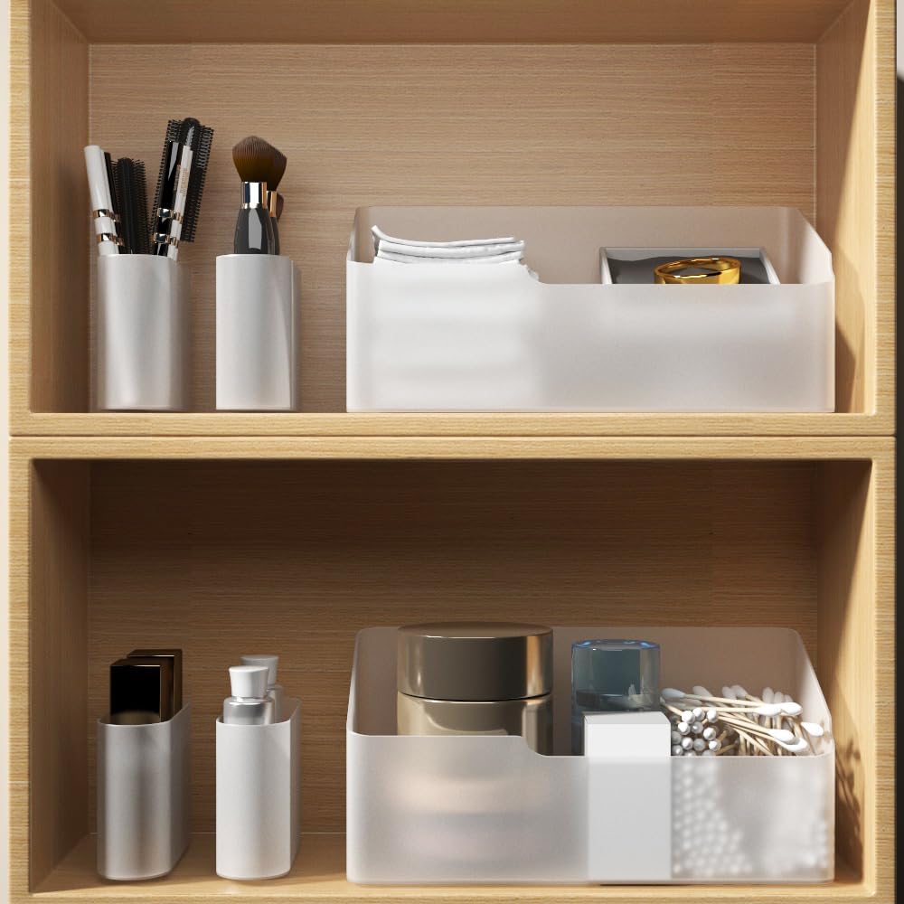 2 Pack Clear Makeup Organizer with 4 Compartments