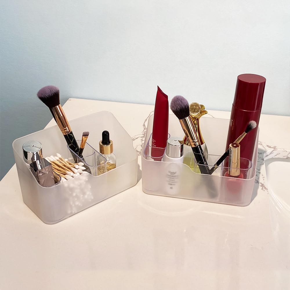 2 Pack Clear Makeup Organizer with 4 Compartments
