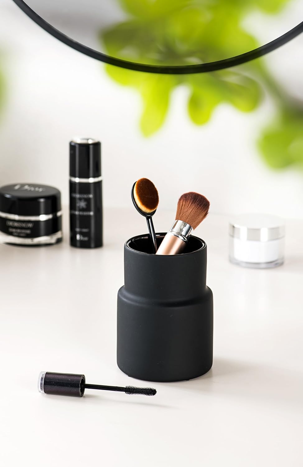 Modern Matte Ceramic Toothbrush Holder Black
