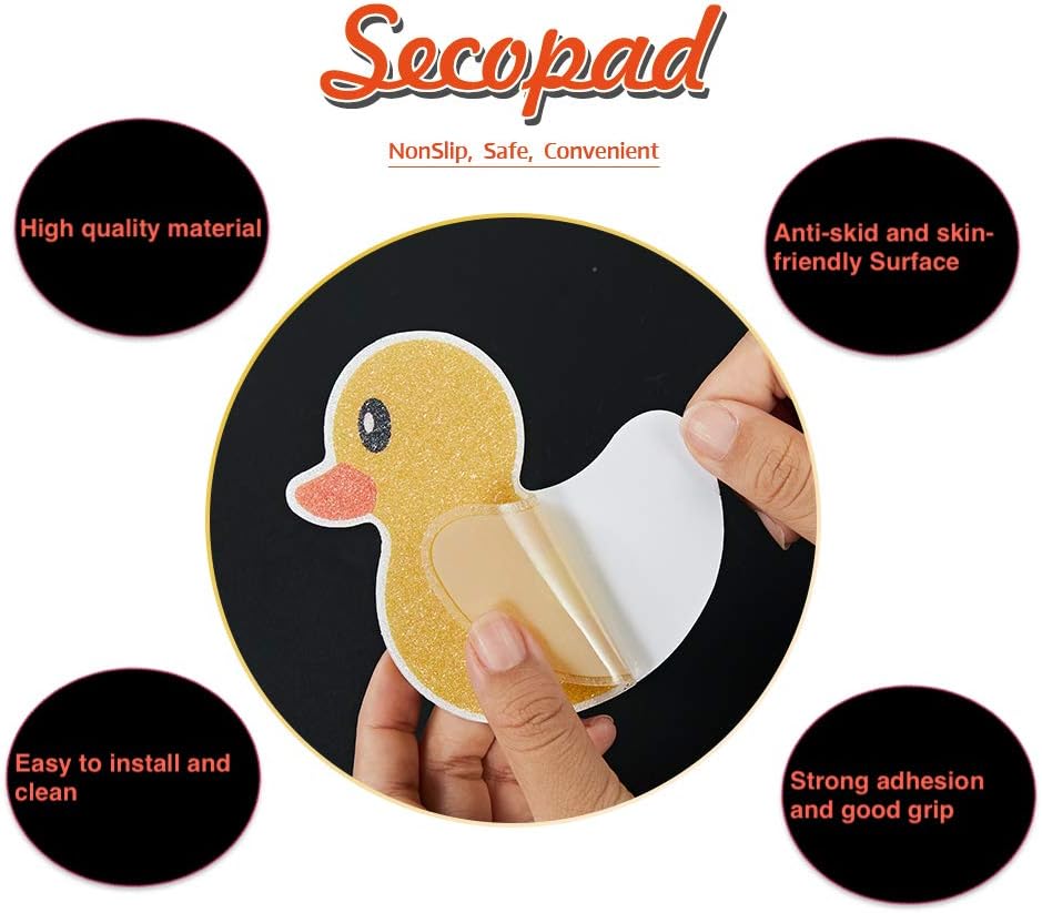 Secopad Non-Slip Bathtub Stickers with Duck Decal
