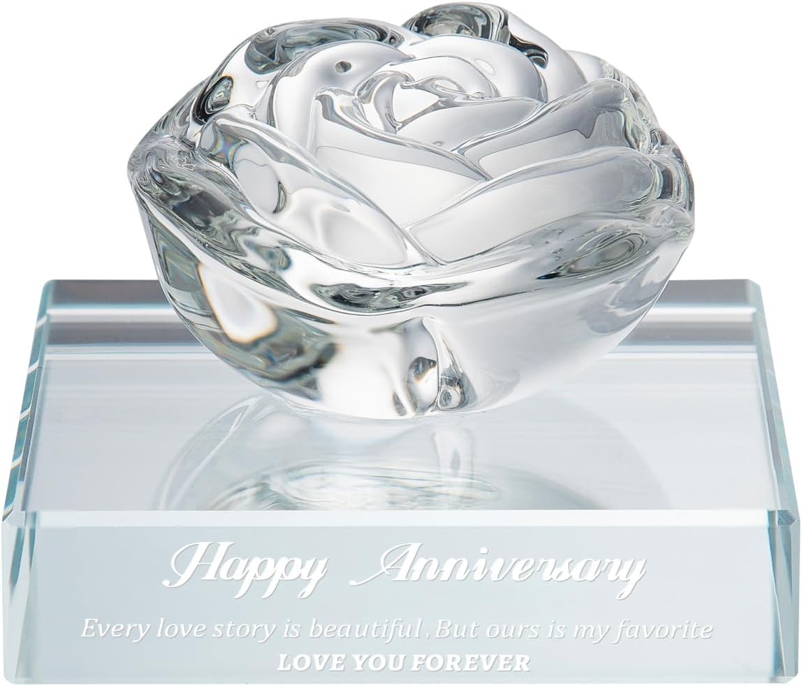 PEEYHONY Crystal Rose Wedding Anniversary Keepsake Ornament