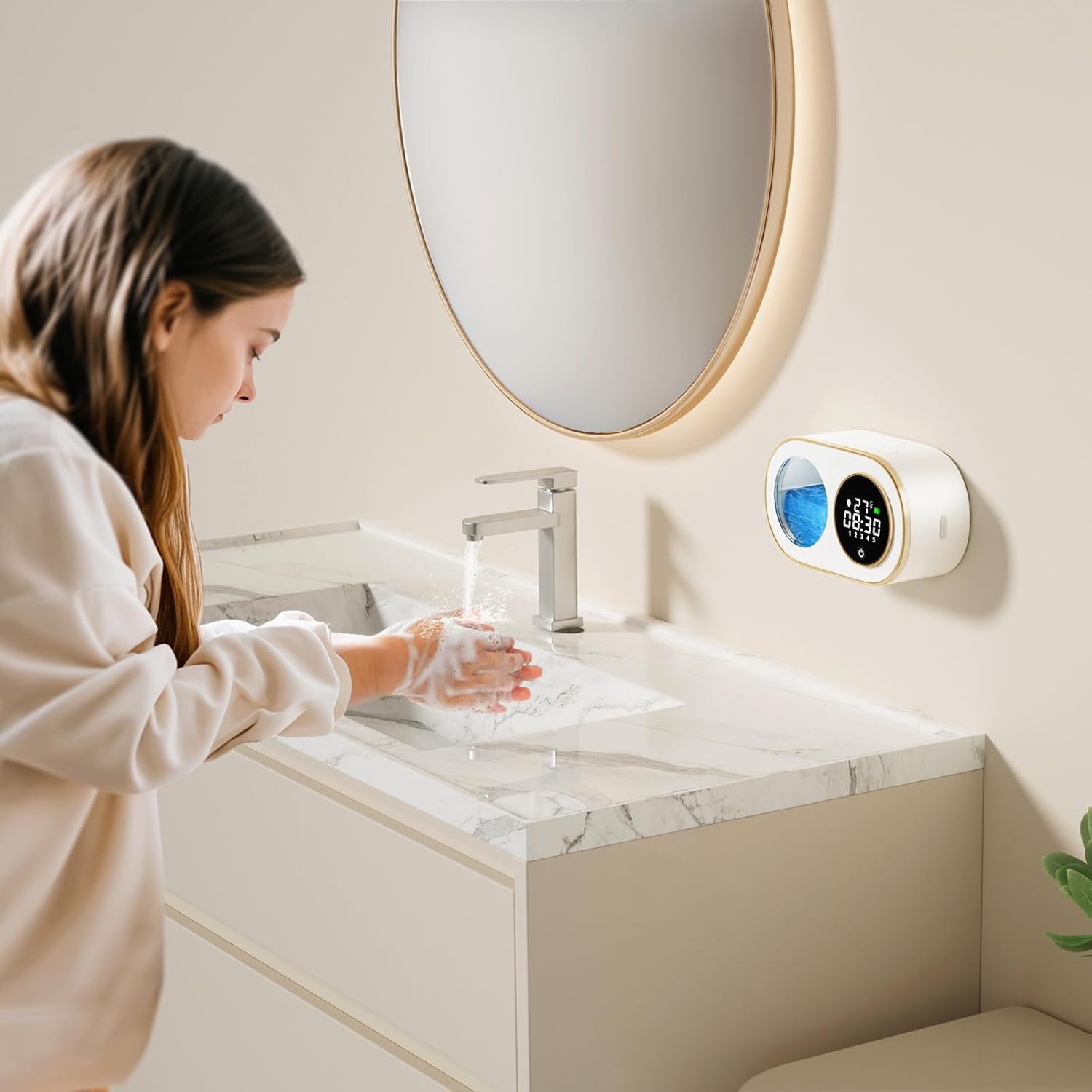 VKM Automatic Touchless Foam Soap Dispenser with Time Temp Display