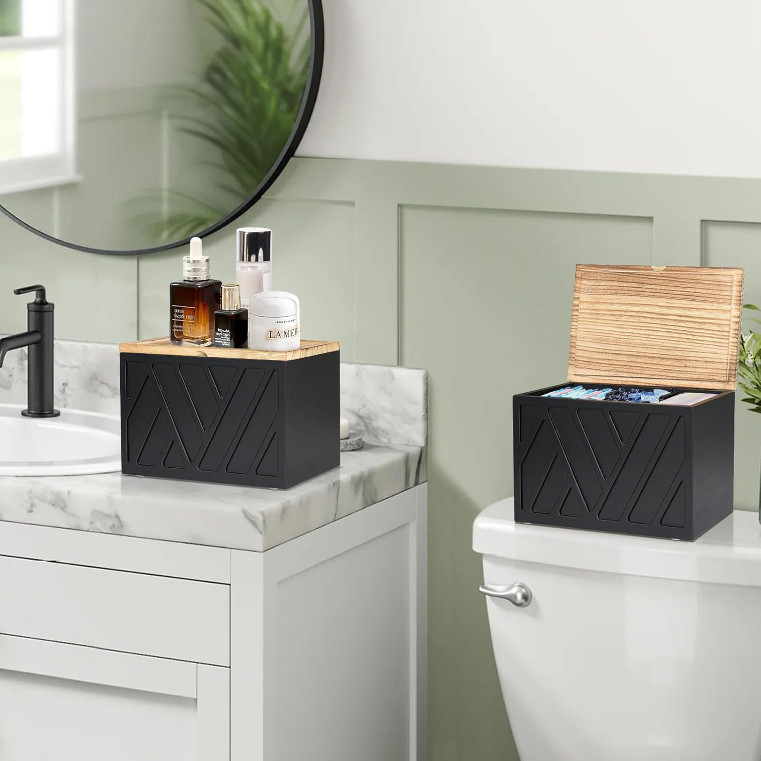 2 Pcs Tampon Holder with Lid for Bathroom