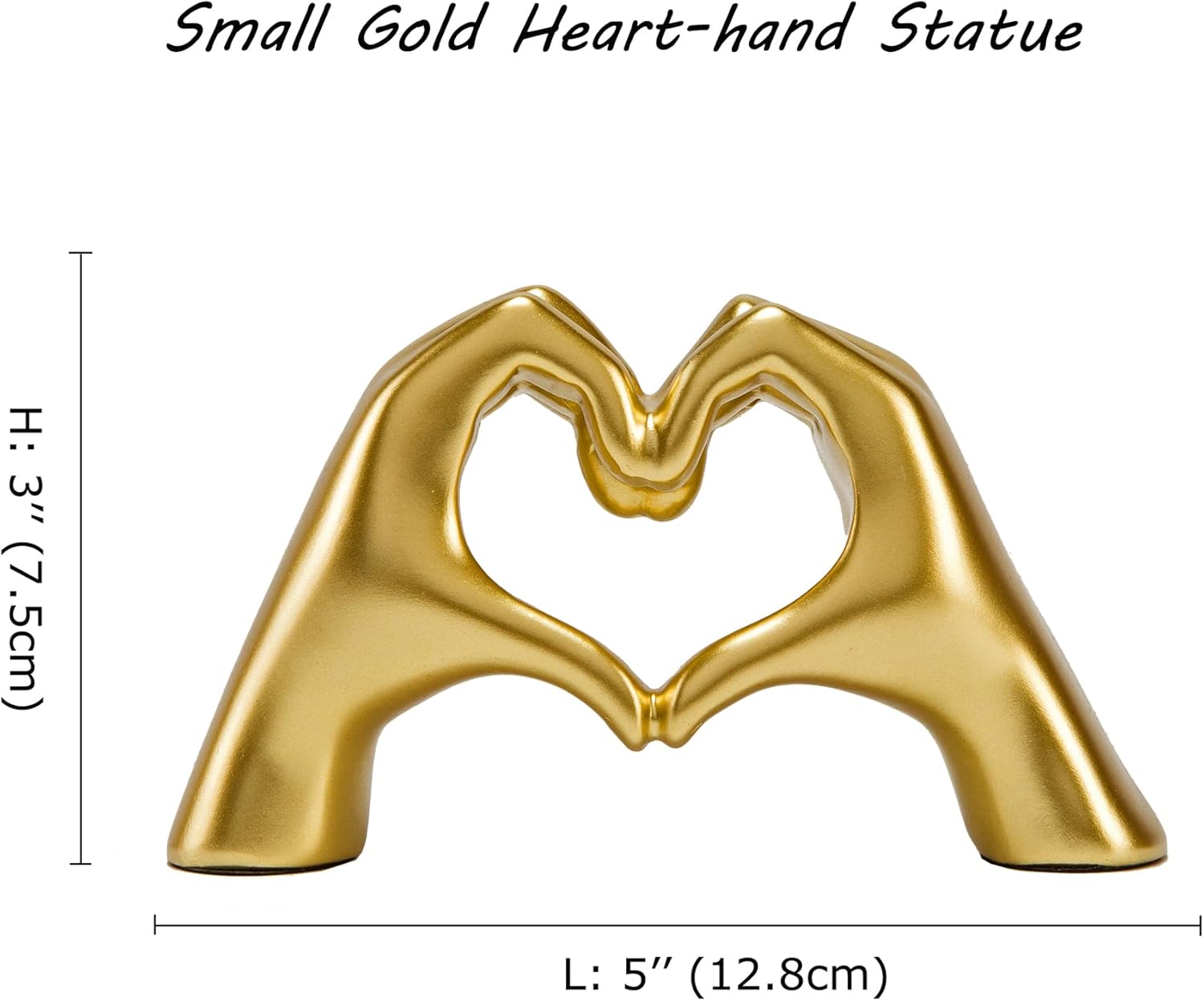 Small Heart Hands Statue in Gold - Cute Love Decor for Home and Office