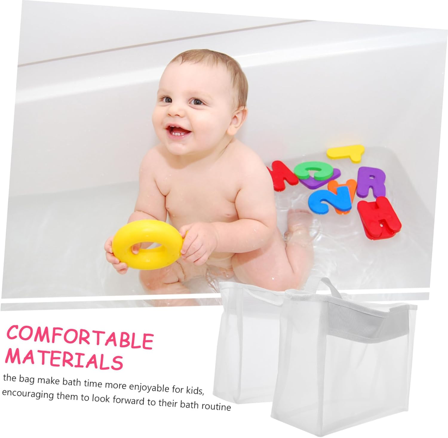 SOLUSTRE Tub Storage Bag with Hanging Straps and Clear Mesh Design