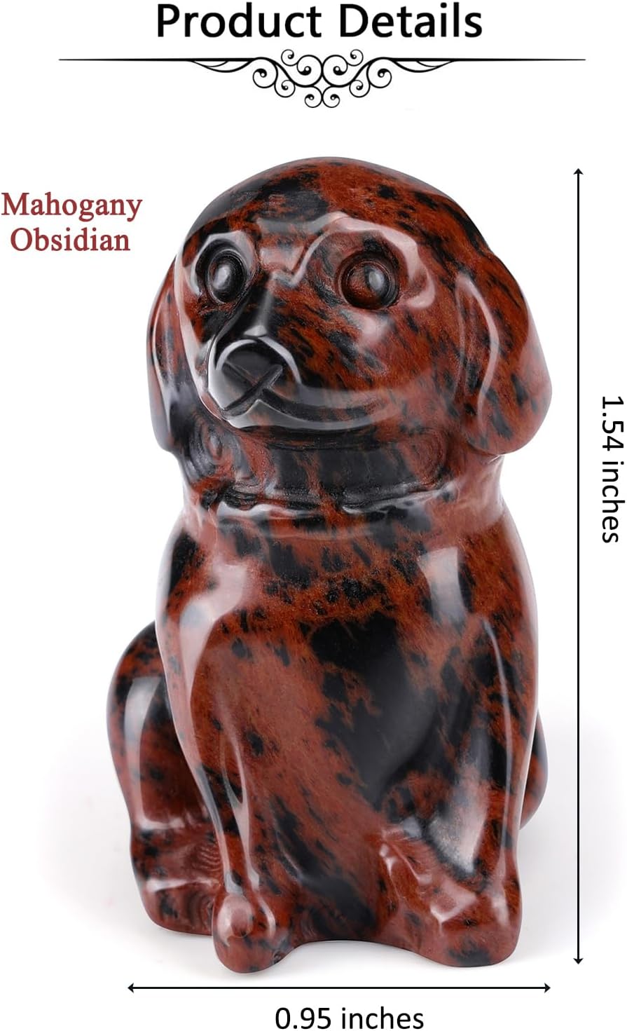 Jovivi Red Obsidian Dog Crystal Figurine Home Decor 1