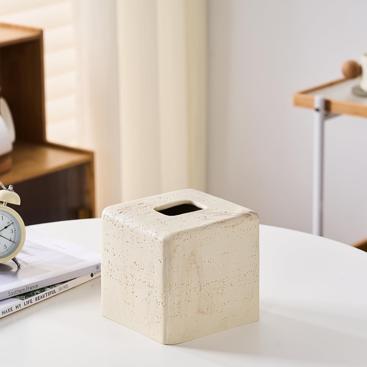 Polytree Natural Travertine Tissue Box Cover Square 1