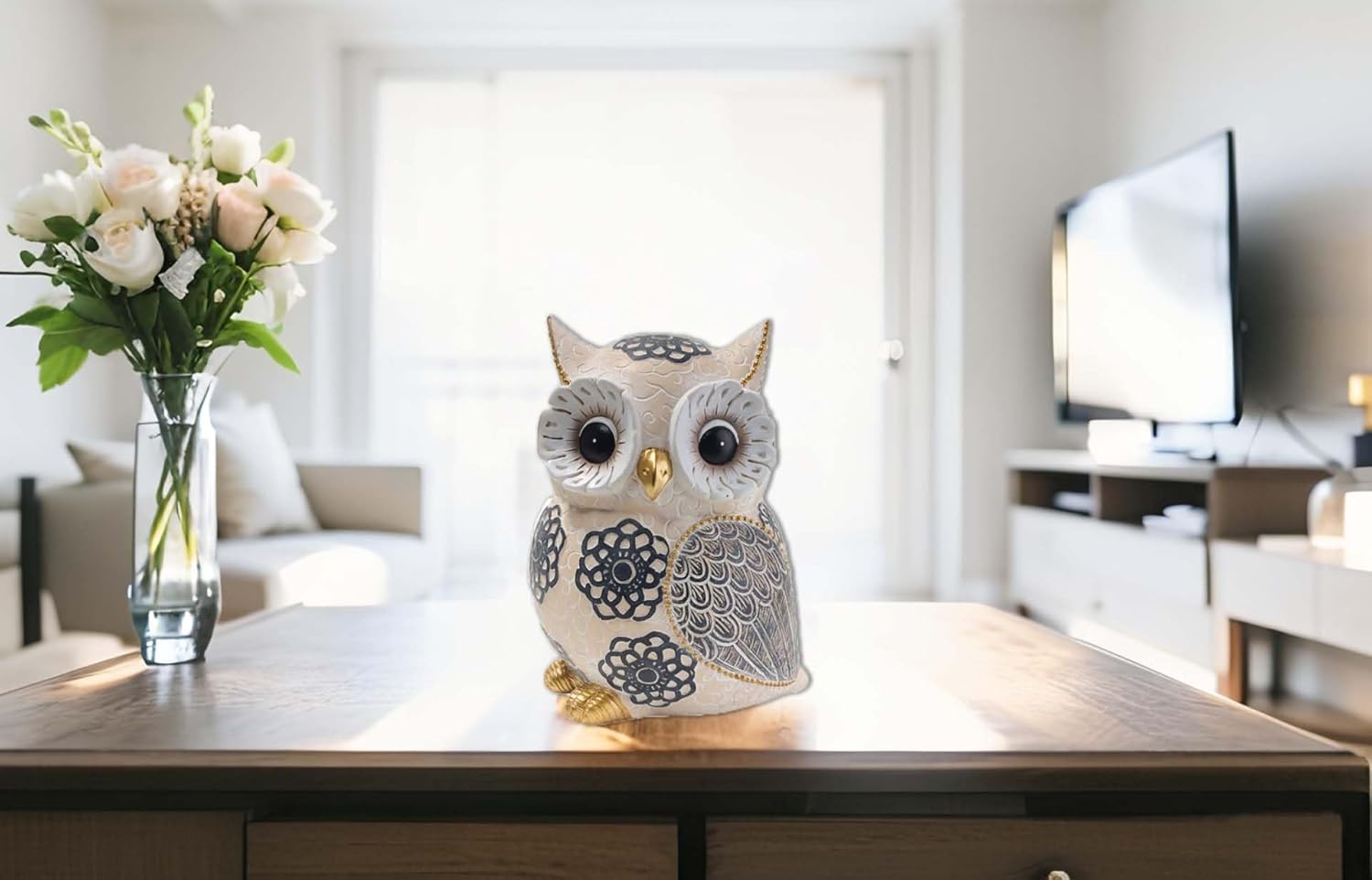 Oinas White Owl Statue - Home Decor Accent for Owl Lovers