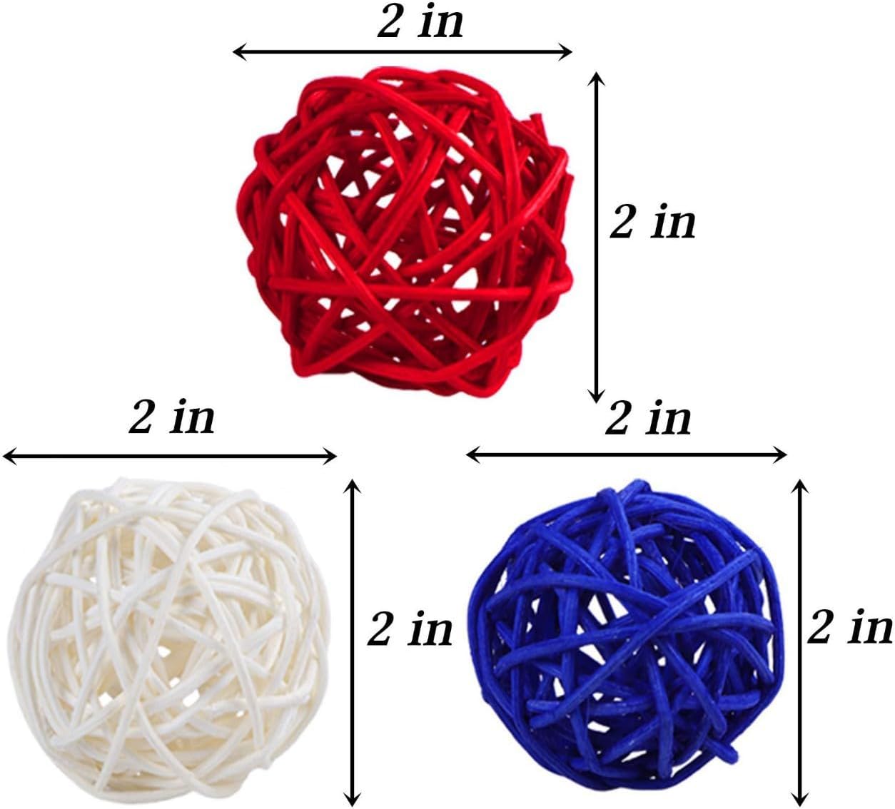 24pcs Rattan Decorative Star Balls for 4th of July