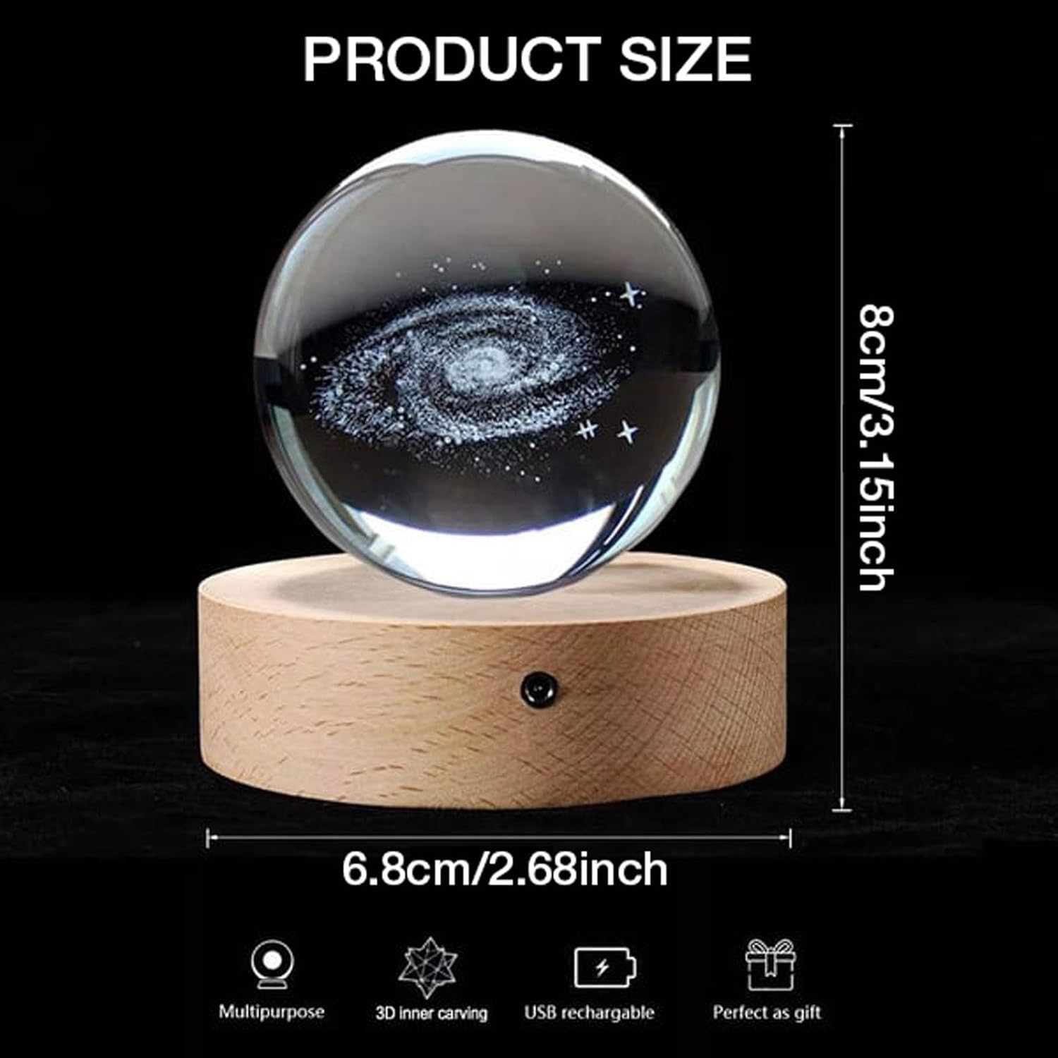 3D Solar System Crystal Ball Sculpture Home Decor 1