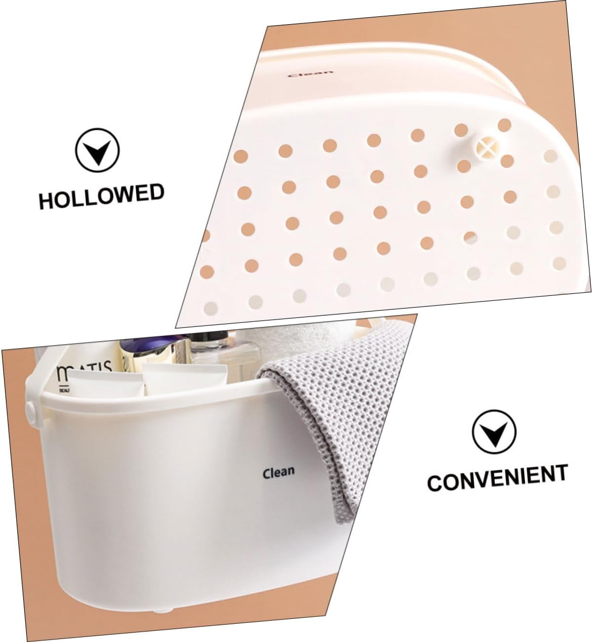 1Pc Portable Plastic Bathing Basket with Efficient Drain