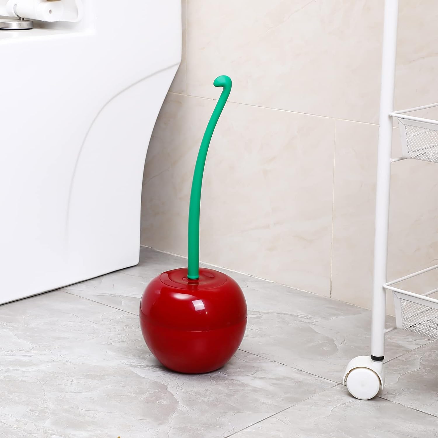 Tofficu Toilet Brush Holder - Cherry Shaped Bathroom Cleaner Set