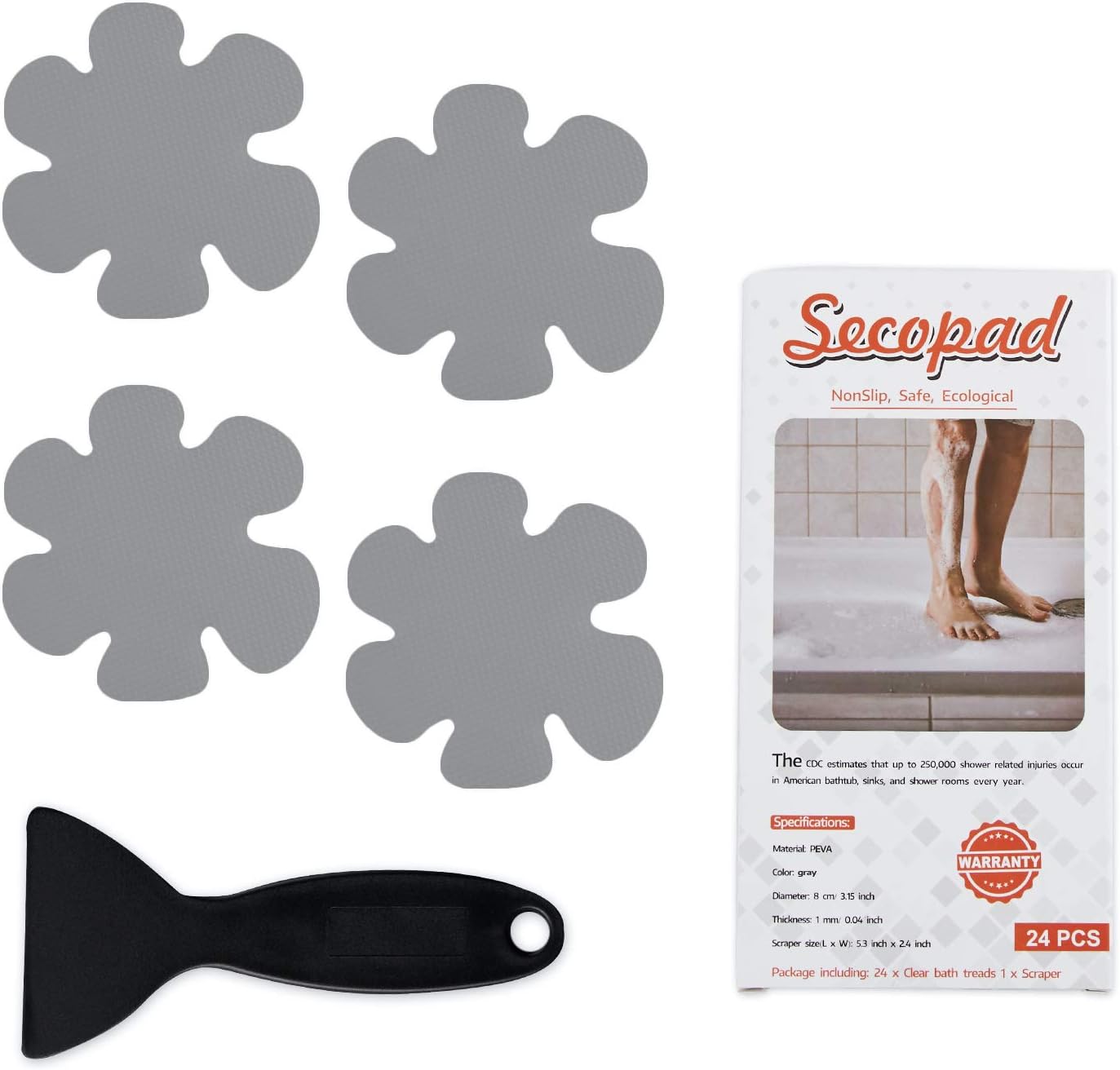 Secopad Non-Slip Bathtub Stickers 12PCS Safety Treads 1