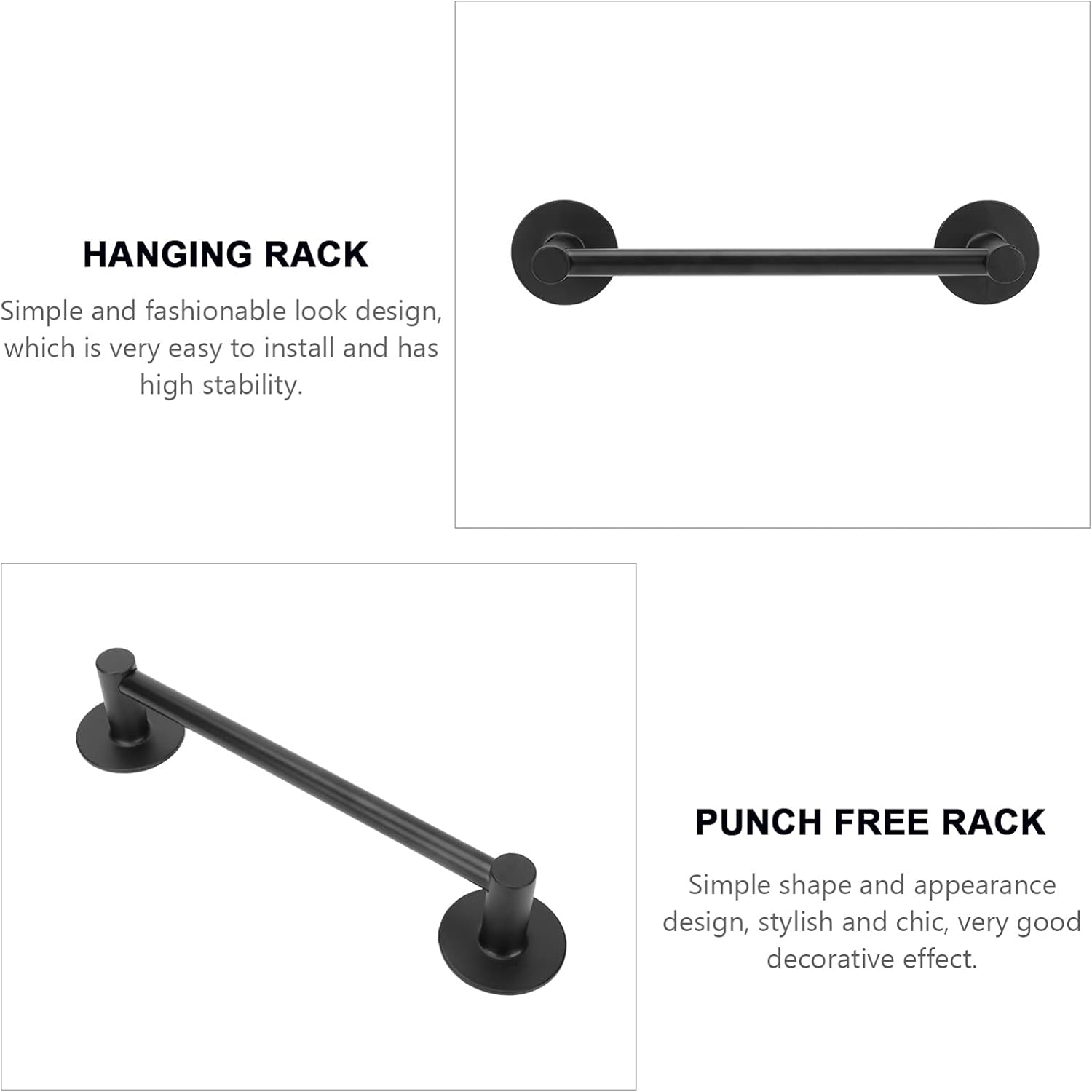 VOSAREA 1Pc Wall Mounted Towel Rack with Punch Design