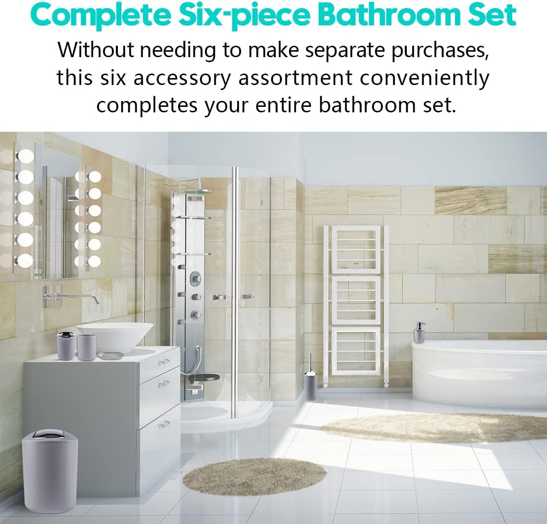 Papillon 6 Piece Bathroom Accessory Set Gray