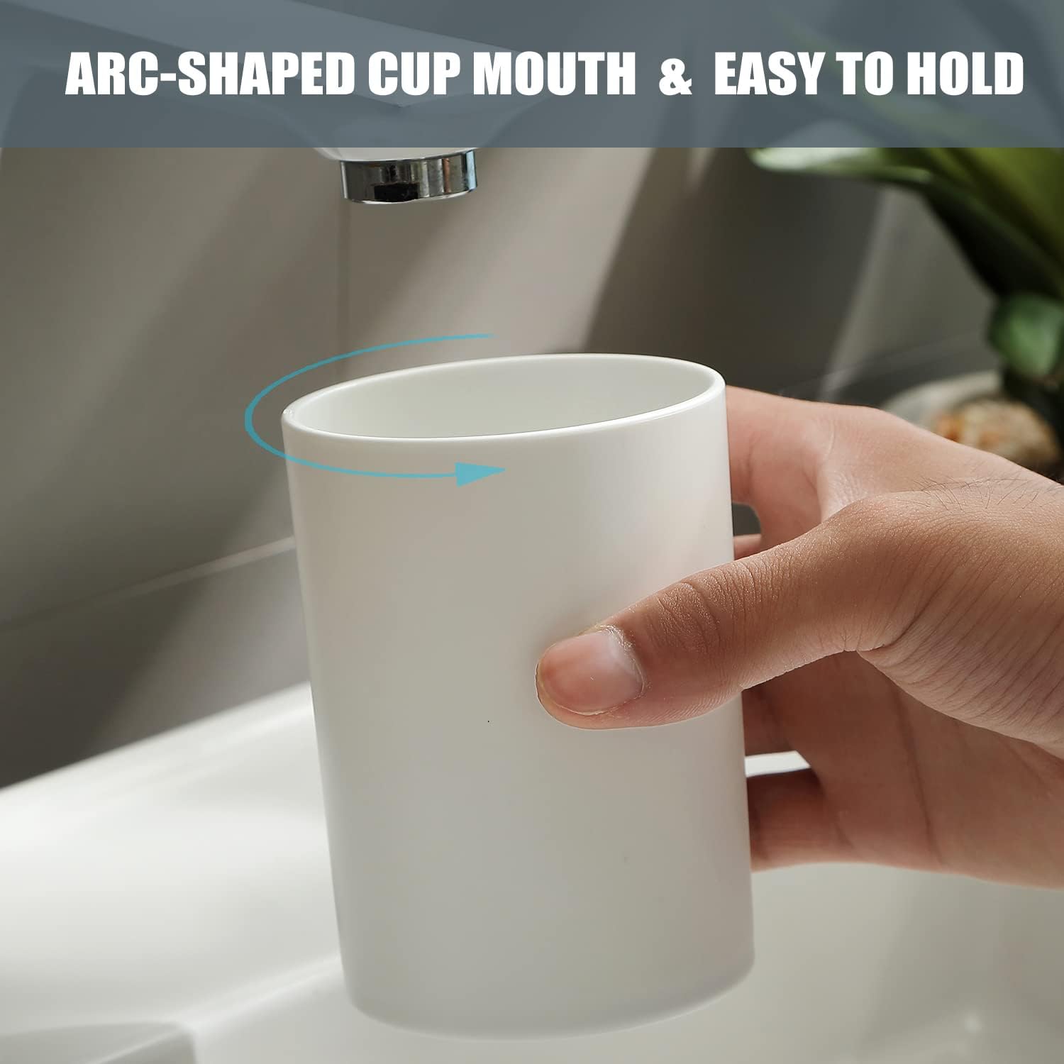 DeTii 105oz Reusable Toothbrush Cup - Unbreakable PP 300ml Holder with Suction Base