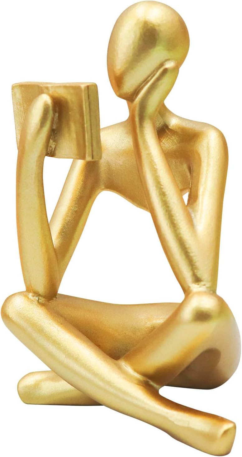 Jinkoozz Gold Reading Women Statue - Modern Aesthetic Figurine Decor