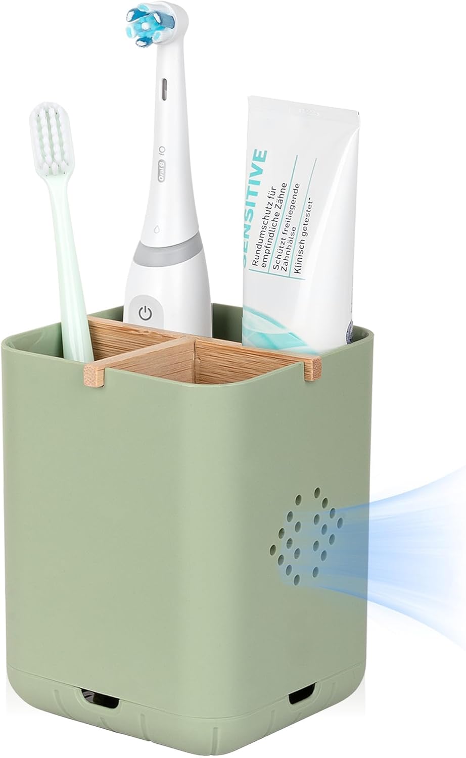Durable Toothbrush Holder with 3 Slots Green