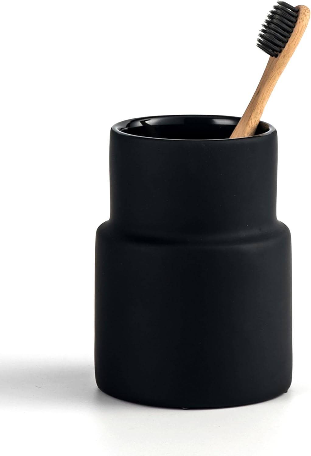 Modern Matte Ceramic Toothbrush Holder Black