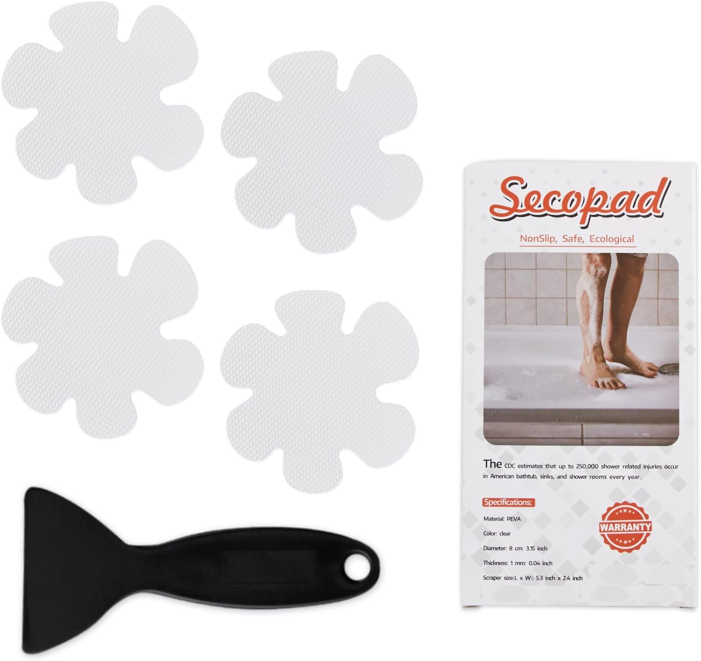 Non-Slip Bathtub Stickers with Premium Scraper